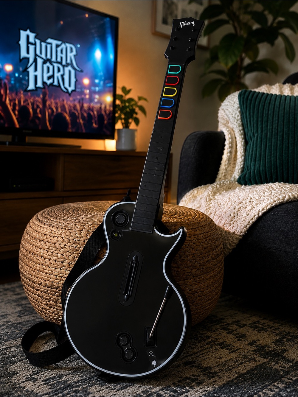 Guitar Hero Gibson Les Paul Xbox 360 Wireless Controller Black Rocker Retro